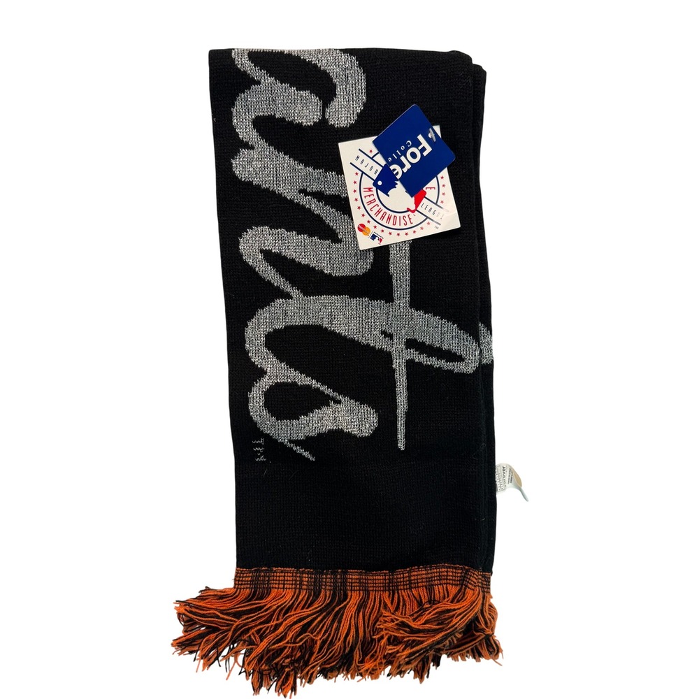 San Francisco Giants MLB Forever Collectible Knit Scarf Black Silver Orange Read
